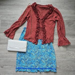 Elegant Red Lace Ruffle Top
